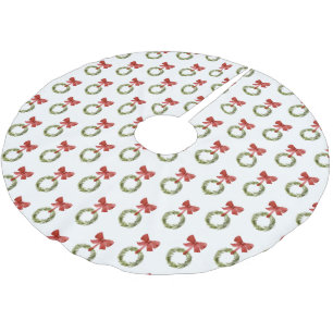 Jupon De Sapin En Polyester Brossé Végétation de Noël Wreath Red Bow Rustic