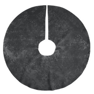 Jupon De Sapin En Polyester Brossé Velvety Onyx Damask Black Vampy Grunge Baroque