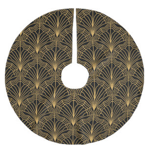 Jupon De Sapin En Polyester Brossé Ventilateur Art déco : Jaune géométrique Noir