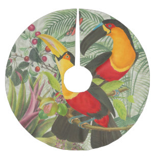 Jupon De Sapin En Polyester Brossé Vibrant Tropical Toucan Birds Art Exotic Jungle