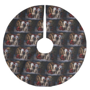 Jupon De Sapin En Polyester Brossé Vieux anglais Cheepdog Snowy Sleigh Décor de Noël
