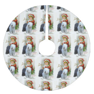 Jupon De Sapin En Polyester Brossé Vieux Noël anglais de cru de chien de berger