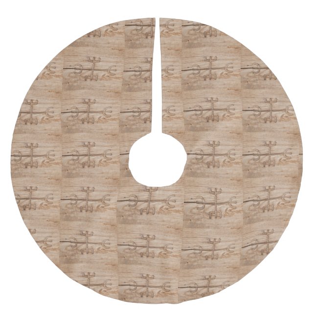 Jupon De Sapin En Polyester Brossé Viking rune on cracked wood (Devant)