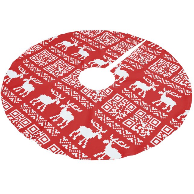Jupon De Sapin En Polyester Brossé Vilain Sweater QR Code Bonne année! (Angle)