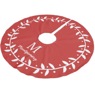 Jupon De Sapin En Polyester Brossé Vin blanc classique Wreath & Family Name