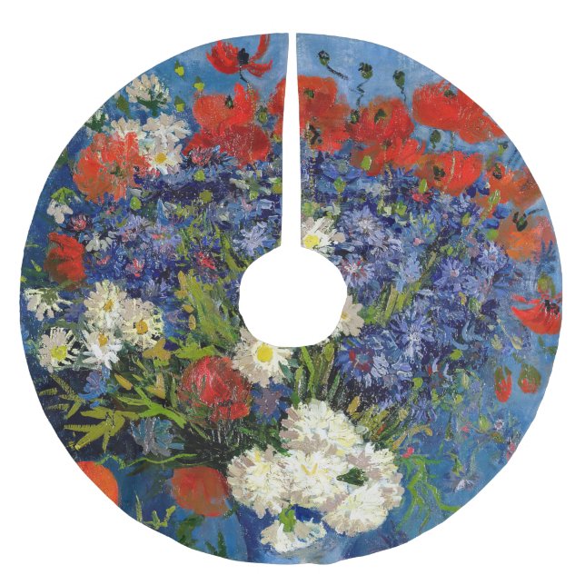 Jupon De Sapin En Polyester Brossé Vincent van Gogh - Vase avec Cornflowers & Poppies (Devant)