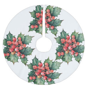 Jupon De Sapin En Polyester Brossé Vintage aquarelle sainte baies feuilles