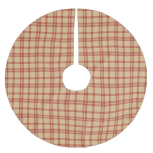 Jupon De Sapin En Polyester Brossé Vintage beige rouge plaid ferme de campagne motif