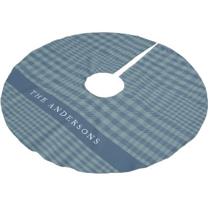 Jupon De Sapin En Polyester Brossé Vintage bleu rustique cristallin Plaid Personnalis