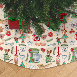 Jupon De Sapin En Polyester Brossé Vintage Chirstmas mignon Casse-Noisettes Cookies