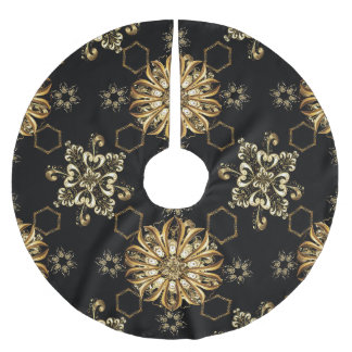 Jupon De Sapin En Polyester Brossé Vintage Classique : Oriental Doré Sans Seamless.