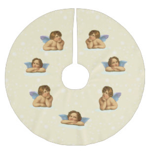 Jupon De Sapin En Polyester Brossé Vintage élégant Raphael Cherubs sur Golden Beige