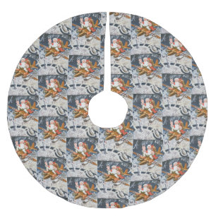 Jupon De Sapin En Polyester Brossé Vintage Noël 2ÈME GUERRE MONDIALE Père Noël Sur Av