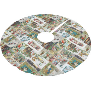 Jupon De Sapin En Polyester Brossé Vintage Noël Antique Collage Xmas