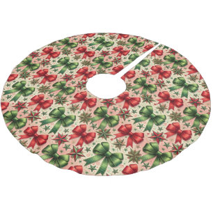 Jupon De Sapin En Polyester Brossé Vintage Noël Étoiles et vaches Motif