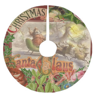 Jupon De Sapin En Polyester Brossé Vintage Noël Père Noël Sleigh