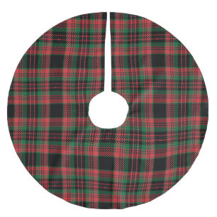Jupon De Sapin En Polyester Brossé Vintage noir rouge vert rustique tartan plaid