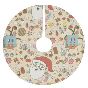 Jupon De Sapin En Polyester Brossé vintage père Noël hippie super noël