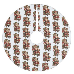 Jupon De Sapin En Polyester Brossé Vintage Père Noël traditionnel Motif de Noël