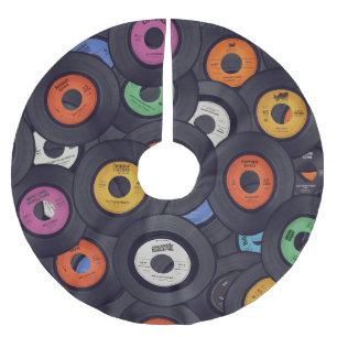 Jupon De Sapin En Polyester Brossé Vintage Vinyl Records Arrière - plan de musique