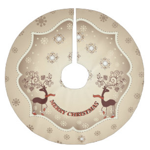 Jupon De Sapin En Polyester Brossé Vintage Whimsical Christmas Prancing Deer