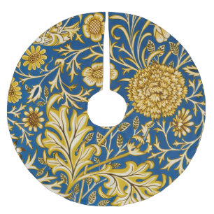 Jupon De Sapin En Polyester Brossé Vintage William Morris Cherwell Bleu Art Floral