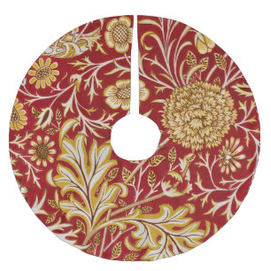 Jupon De Sapin En Polyester Brossé Vintage William Morris Cherwell Rouge Floral Art