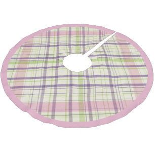 Jupon De Sapin En Polyester Brossé Violet rose pourpre citron vert Plaid Motif