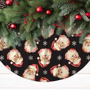 Jupon De Sapin En Polyester Brossé Visage vintage noir du Père Noël à l'aquarelle