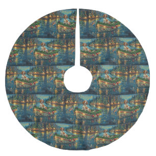 Jupon De Sapin En Polyester Brossé Voyage de fête de Noël de l'épagneul breton