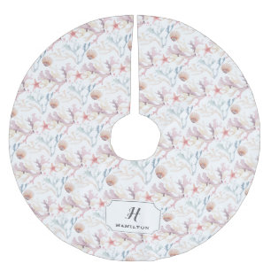 Jupon De Sapin En Polyester Brossé Watercolor Sea Life Motif Monogramme