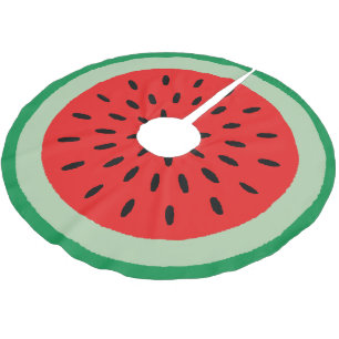 Jupon De Sapin En Polyester Brossé Watermelon rond tranche rouge vert croûte noir gra