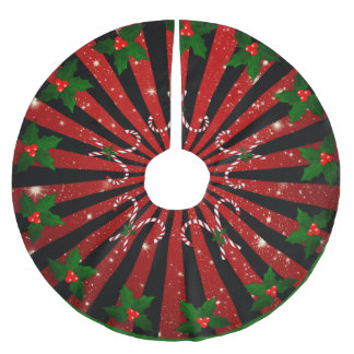 Jupon De Sapin En Polyester Brossé Weihnachtsmuster mit Zuckerstangen
