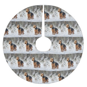 Jupon De Sapin En Polyester Brossé Welsh Terrier Laissez Tomber la Neige Noël