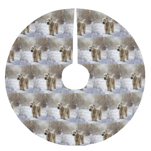 Jupon De Sapin En Polyester Brossé Wheaten Terrier Laisser neiger Noël (Devant)