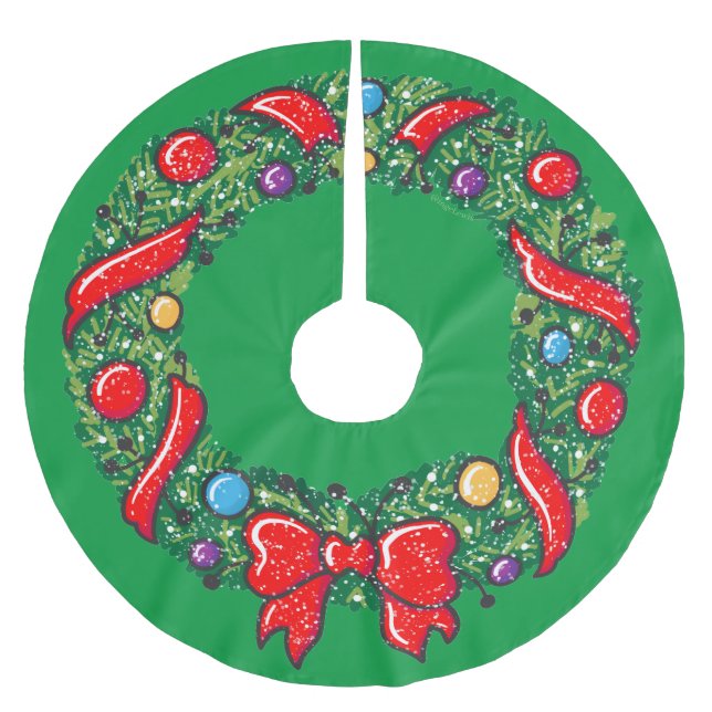 Jupon De Sapin En Polyester Brossé Whimsical Christmas Reef Red Festive (Devant)