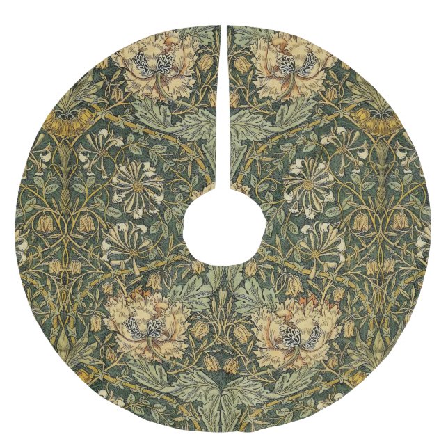 Jupon De Sapin En Polyester Brossé William Morris Honeysuckle Vert Floral (Devant)