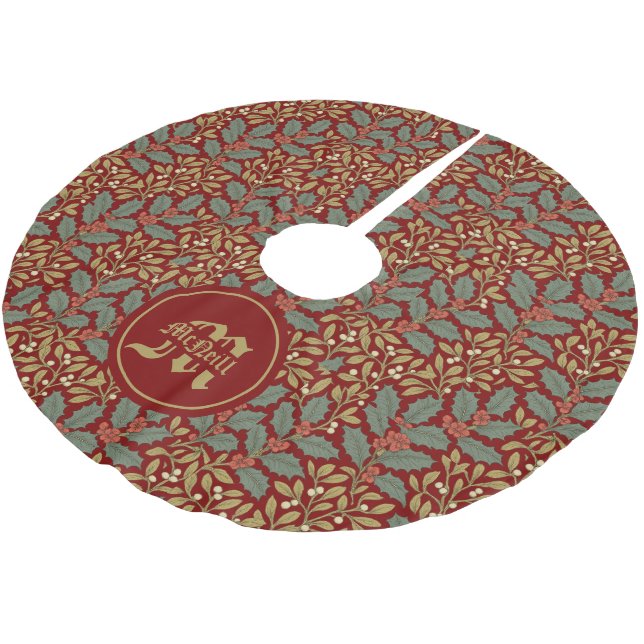 Jupon De Sapin En Polyester Brossé William Morris Inspiré Holly & Mistletoe (Angle)