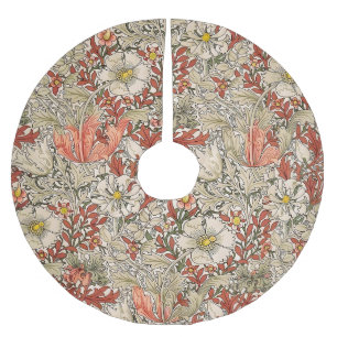 Jupon De Sapin En Polyester Brossé William Morris Spring Compton Fleur Vintage Rouge