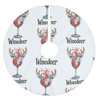 Jupon De Sapin En Polyester Brossé Winedeer Reindeer Christmas Xmas Matching Family