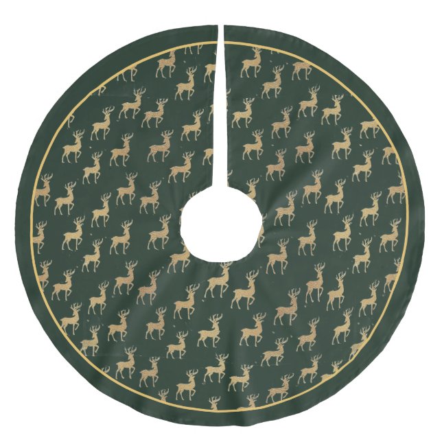 Jupon De Sapin En Polyester Brossé Winter Wonderland Gold Reindeer Tree Skirt (Devant)