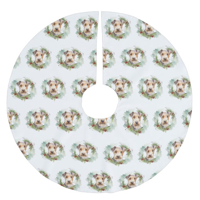 Jupon De Sapin En Polyester Brossé Wirefox Terrier Festive de Noël Wreath Pup (Devant)