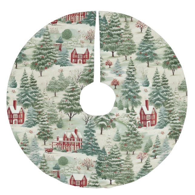 Jupon De Sapin En Polyester Brossé Woodland rustique Pays Noël mignon Cosy (Devant)