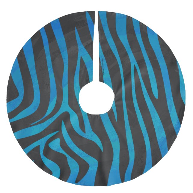 Jupon De Sapin En Polyester Brossé Zebra Black et Blue Print (Devant)