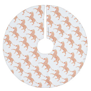 Jupon De Sapin En Polyester Brossé Zebra Orange et Silhouette blanche