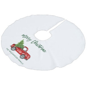 Jupon De Sapin Imitation Lin Brosse verte Script Camion Vintage Noël
