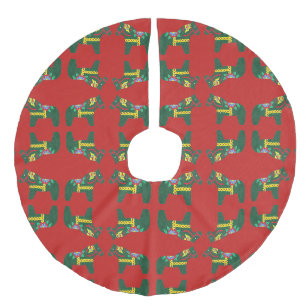 Jupon De Sapin Imitation Lin Chemise rouge et verte de Noël