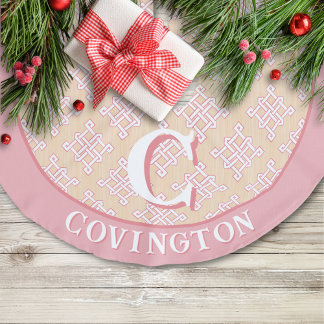 Jupon De Sapin Imitation Lin Diamond Endless Knot in Pink + Orange Personalized