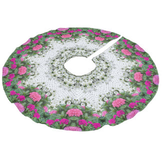Jupon De Sapin Imitation Lin Eau du jardin Fontaine Fleurs roses Mandala Design