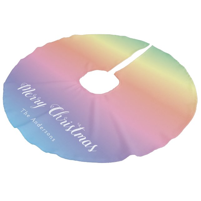 Jupon De Sapin Imitation Lin Famille Rainbow Ombre moderne Girl Cute Pastel (Angle)